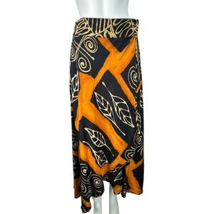 Vintage Platinum Dorothy Schoelen Wrap Skirt Size 8 Tribal Print Boho Artsy Art